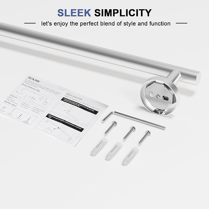 Brushed Nickel Towel Bar, 30 Inch Towel Racks for Bathroom Wall Mounted, SUS304 Stainless Steel Bathroom Towel Holder, Total Length 32.4 Inch Towel Bars