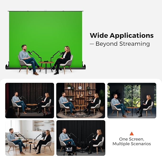 NearStream Green Screen Backdrop 78.7 x 89.3 in, Chroma Key Background, Auto-Locking Portable Foldable Fabric for Video Recording/Streaming/Photography/Zoom & Virtual Meetings, Pull-Up Design (VK50)