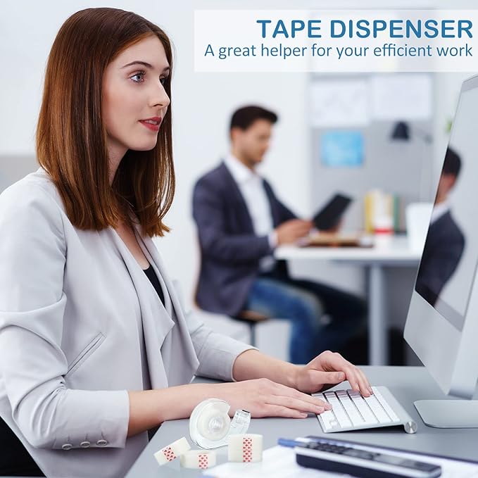 Yahenda 32 Pcs Invisible Tape and Refillable Dispensers Bulk 0.7 x 985 Inches Transparent Tape Refills Desk Dispenser for Office Home School