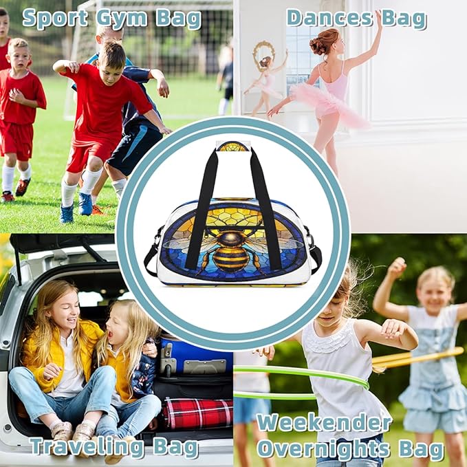 Travel Duffle Bag for travel duffle bag sports Girls Boys Kids Honey Animal Bee Lightweight Overnight Sleepover Weekender Bags Small Dance Gym Sport Bag Teens Carry-On Size Workout Bag