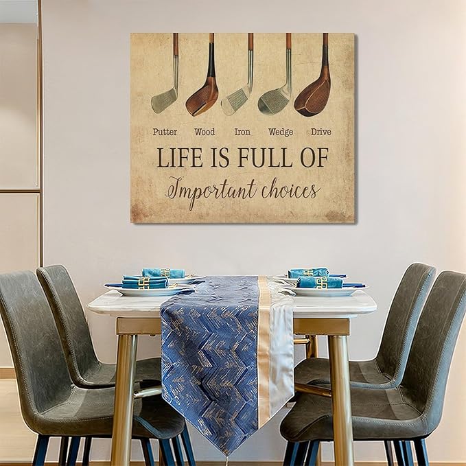 Golf Wall Art Golf Pictures Wall Decor Golfing Canvas Poster Prints Rustic Decorations Painting Framed Artwork Office Home Decor For Bathroom Bedroom Dining Living Room 24"x20"
