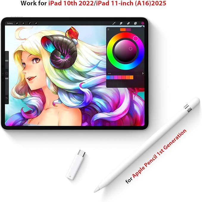 USB C Pencil Adapter for Apple Pencil 1st Generation, USB-C to for Lightning Pencils Charger Adapter Compatible with iPad 10th Gen, Type-C iPencil Dongle Connector Pair for iPad 10 to iPencil 1, 2Pcs
