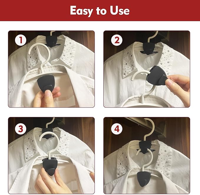 Space Saving Hanger Hooks 70Pcs, Upgrade Heavy Duty Space Saver Hangers Connector Hooks for Clothes, Premium Hanging Closet Organizer for Dorm, Ganchos para Colgar Ropa, Black