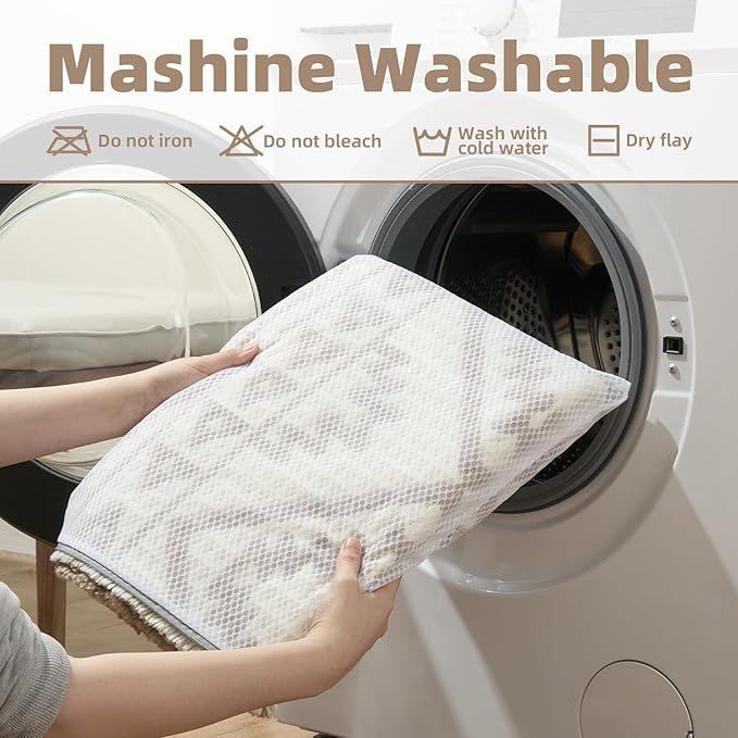 PADOOR-Waffle Bathroom Runner 24"x72", Super Absorbent Bath Mats for Bathroom, Machine Washable Non Slip Bath Rug with Tassels, Soft Bath Mat for Laundry Room, Bedroom, Cream & Brown, 2'x 6'