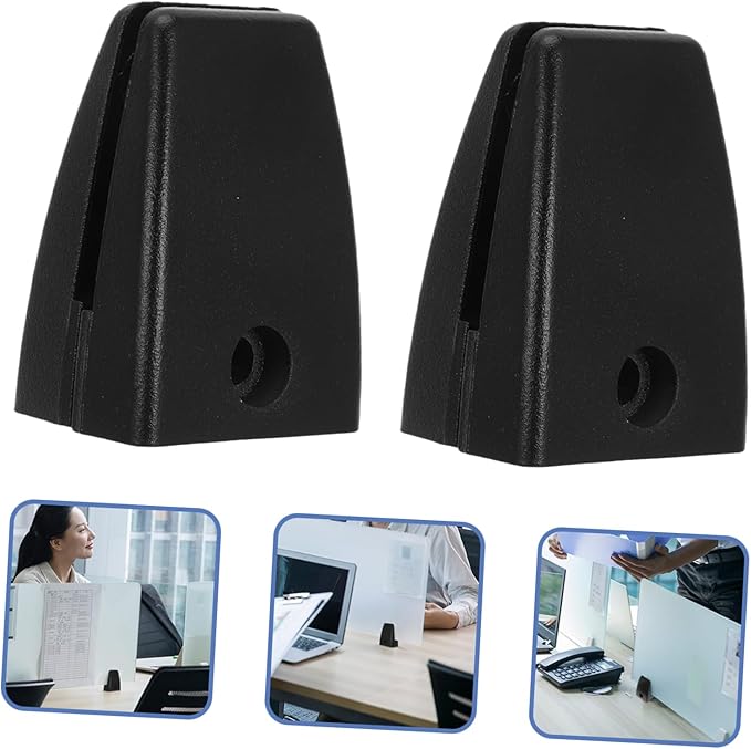 Adjustable Office Desk Divider Clip 2pcs Glass Privacy Panel Clamp for Sneeze Guard Soundproof Baffle Support for Workspaces Black