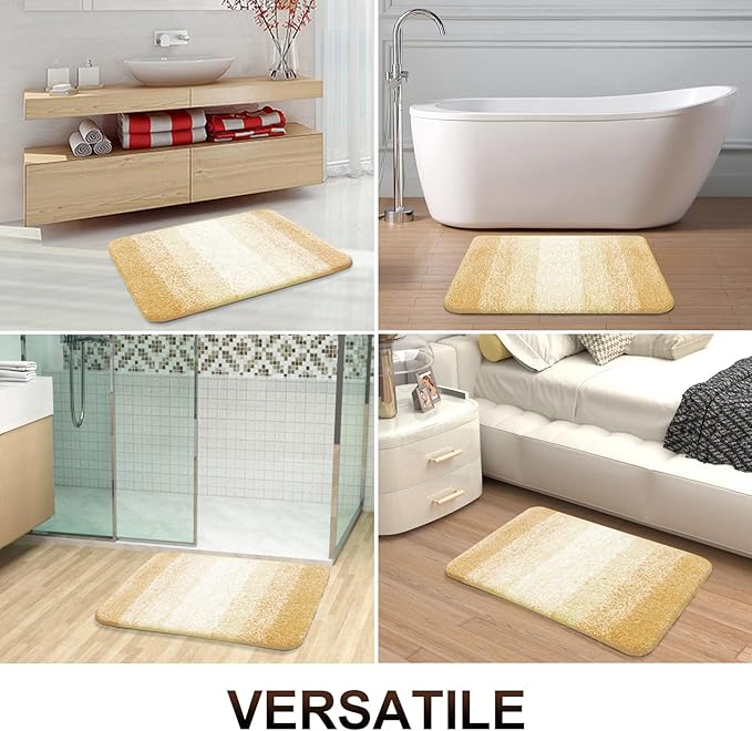 OLANLY Bathroom Rugs Mat 70x24, Extra Soft Absorbent Microfiber Bath Rug, Rubber Backing, Quick Dry, Machine Washable Bath Mats for Bathroom Floor, Tub and Shower, Home Decor Accessories, Light Yellow