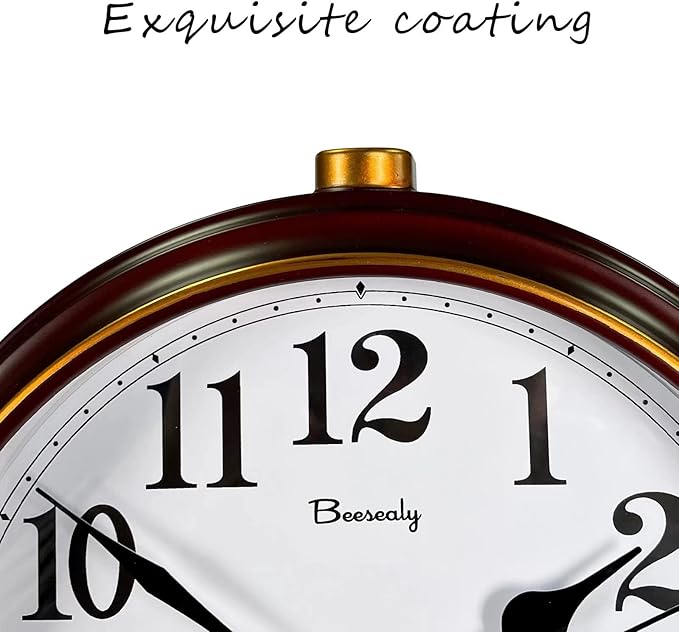 Beesealy Desk Clocks for Table Decor,Retro Mantel Clock Battery Operated for Fireplace Mantel, Living Room,Bedroom,Office,Desktop Decoration (Frosted Style)