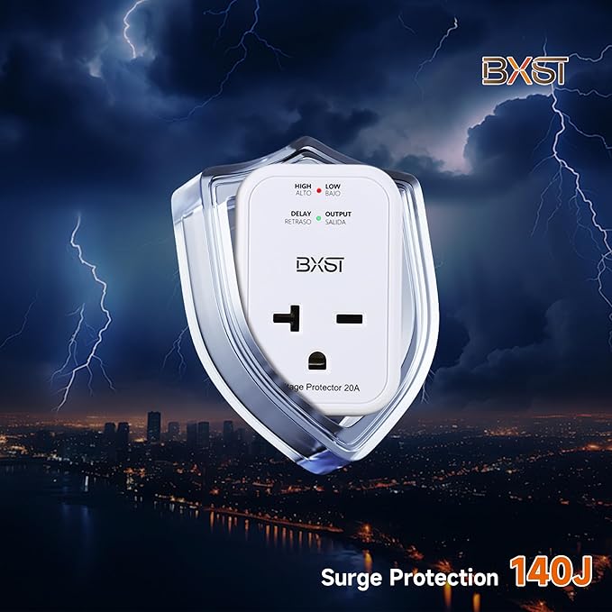 BXST Single Outlet Surge Protector for Refrigerator/Air-Conditioner/Smart TV Small Wall Outlet Power Surge Plug in Voltage Protector for Home Appliance 140J 4400W(2 Pack)