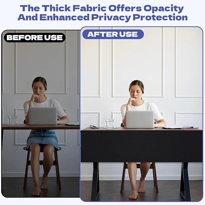 Under Desk Privacy Panel 47"x15.7" Self-Adhesive Privacy Panel Office Desk Modesty Screen for Home Office and Standing Workstations, Black(1-Pack)