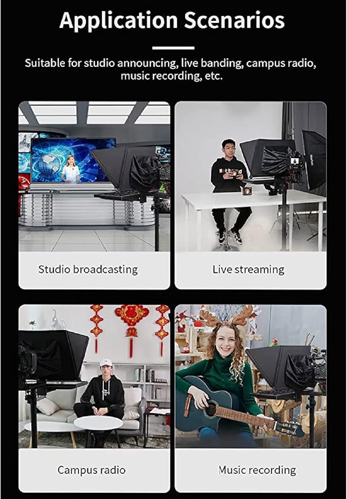 22 Inch Large Teleprompter for Computer Laptop, Professional Video Camera Tablet Prompter with Beamsplitter Glass & Aluminum Carry Case, for TIK Tok Live Short Videos Speech