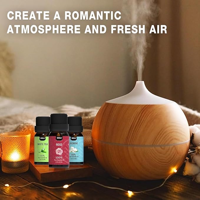 MISIJI Essential Oils Set- Essential Oils for Diffuser for Home,Diffuser Oils Scents for Aromatherapy,Laundry,Candle&Soap Making,Humidifiers 6 X 10 ML