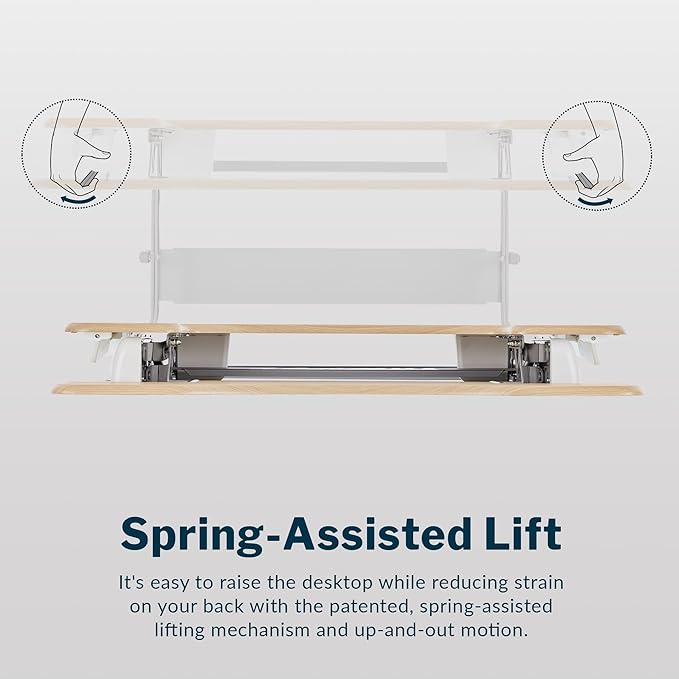 Vari VariDesk Pro Plus 36 Standing Desk Converter – 11 Height Settings + Spring Lift, 2 Tier Design, Keyboard Tray, Fits Desktops 36” Wide x 26.5" Deep – Delivers Fully Assembled (Light Wood)