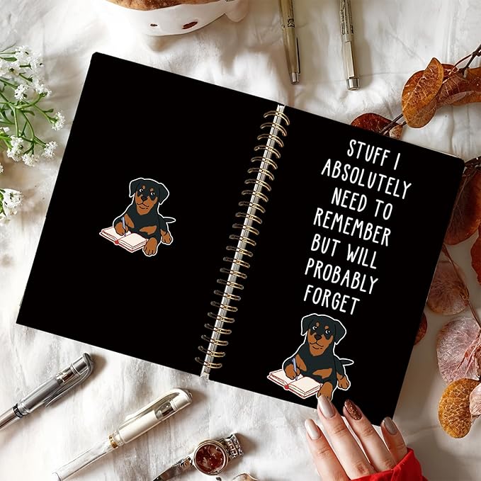 LIANGW Funny Rottweiler Gifts Spiral Notebook Journal, Pet Dog Mom Lovers Owner Gifts Journal for Writing, Rottweiler Gift for Women, Dog School Office Stuff Supplies, 5.5x8.3 Inch