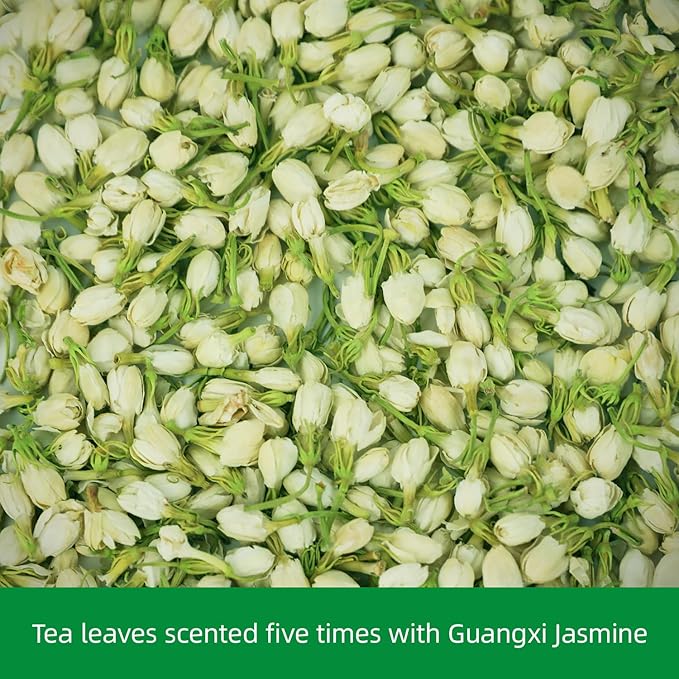 Decaf Jasmine Tea Bags, Authentic Pure Decaffeinated Jasmine Green Tea, Super Antioxidant, 20 Count Tea Bags for Hot & Iced Tea