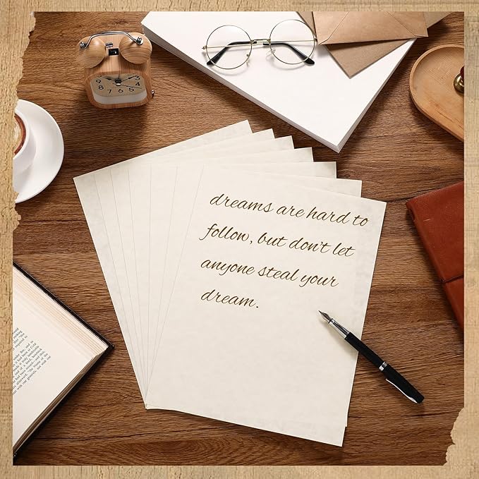 Epakh 100 Pcs Old Age Parchment Paper 8.5 x 11 Inch Standard Letter Vintage Colored Old Parchment Semblance Double Side Printing Paper (Light Gray)