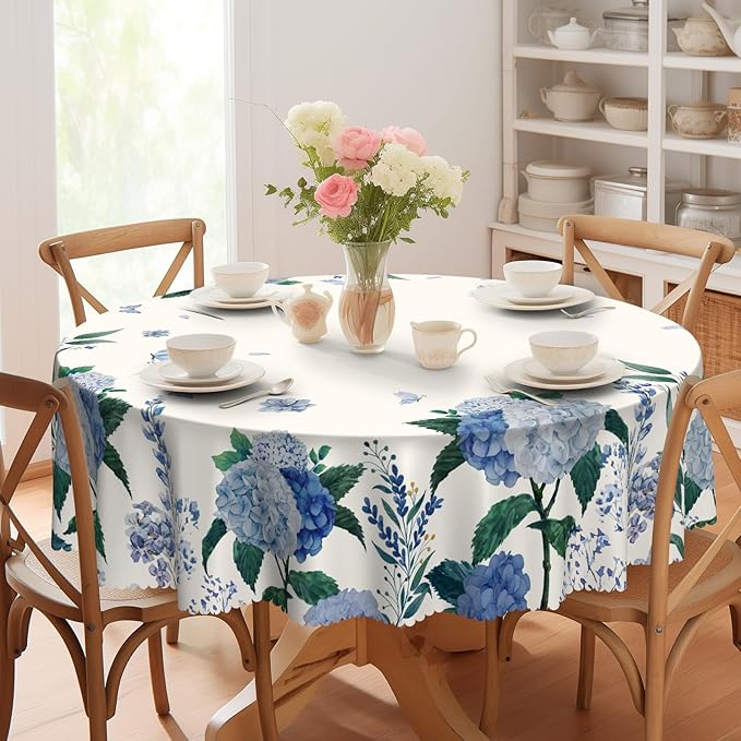 Eikione Round Tablecloth 70inch Floral Table Cloth, Colorful Tablecloths Polyester Waterproof Stain Wrinkle Free, Table Cover for Home Kitchen Dining Party Patio Decor