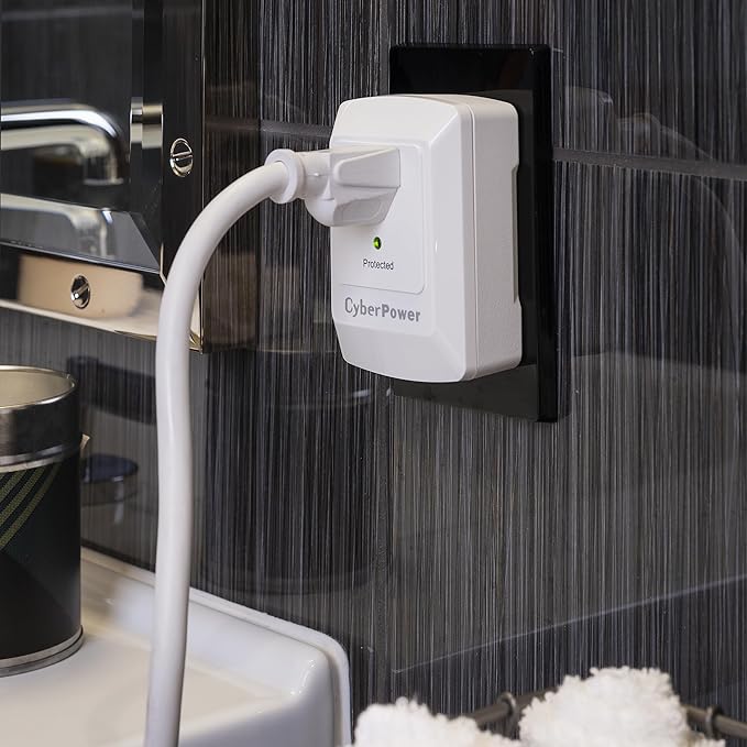 CyberPower CSB100W Essential Surge Protector, 900J/125V, 1 Outlet, Wall Tap, White, UL Listed
