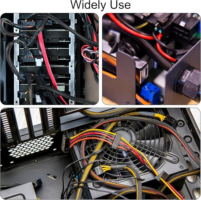 uxcell Expandable Sleeving, 2-inch 10ft Cable Sleeve, Black