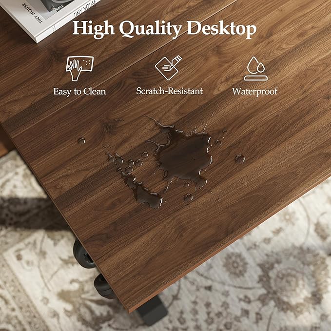 Klicelor 60 Inch Large Electric Standing Desk, Height Adjustable Office Desk, Sit Stand Up Computer Gaming Desk with Memory Preset, Two-Piece Desktop, Dark Walnut