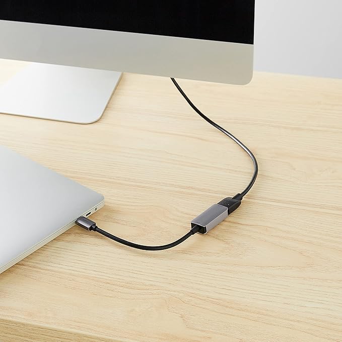 Amazon Basics USB-C 3.1 Male to HDMI Female Adapter for Phone and Tablet, 4K@60Hz, Portable, Plug and Play, Gray, 1.69 x 1.45 x 0.43 inches