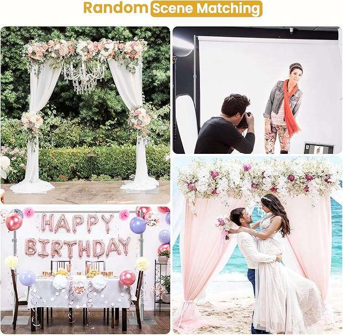Jiang&Rong 10x10Ft Double Crossbar Backdrop Stand - Pipe and Drape Heavy Duty Adjustable Metal Frame with Drape Kit, Photographic Studio Backdrop Stand for Wedding, Birthday Party, Banquet Decorations