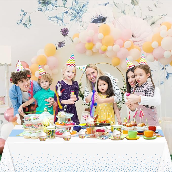 WNINK 4 Pack Pink and Blue Tablecloths, Gender Reveal Disposable Plastic Waterproof Table Cover for Boy or Girl Gender Reveal Party, Baby Shower, Birthday Party Decorations 54" x 108"