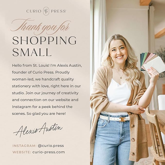 Curio Press Personalized Stationery for Women & Men - Folded Thank You Cards with Custom Notecards, Personalized Note Cards with Envelopes, Name and Monogram, Custom Stationery - Precious Mono Fold