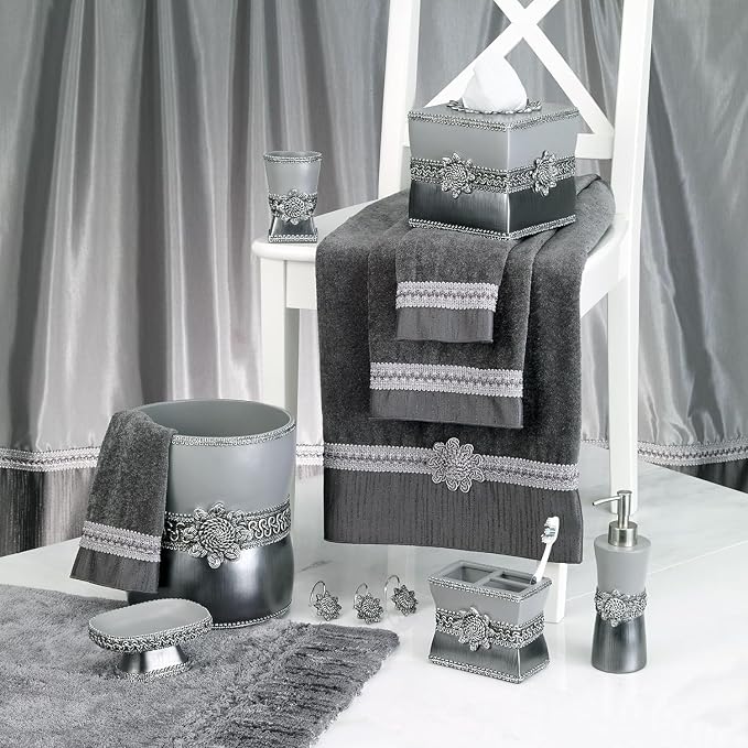 Avanti Linens - 11166EGTE Braided Medallion Tissue Cover, Granite