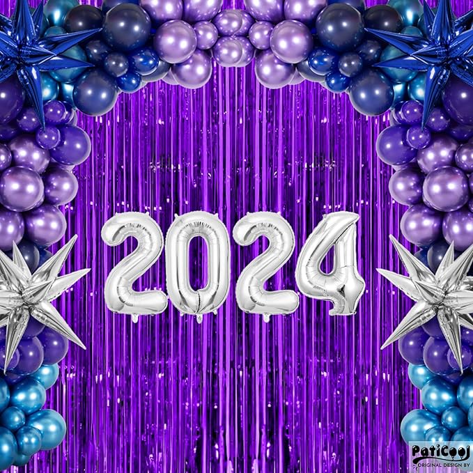 Thicken Purple Streamers 2 Pack 3.3 x 6.6 FT, Purple Birthday Decrorations Tinsel Backdrop Curtains, Foil Fringe Photo Backdrop for Birthday, Halloween, Graduation Party Decorations