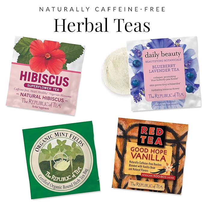 The Republic of Tea – Countertop Tea Display, Assortment of 9 Flavors, 450 Individually Wrapped Tea Bags
