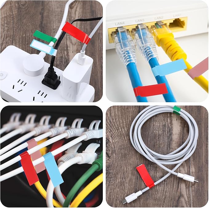 600 Pcs Ethernet Cable Labels,Cord Tags Labeling,Waterproof Cord Tags Labeling,Multicolor Wire Markers for Management,Self Adhesive for Laser Printer and Handwriting