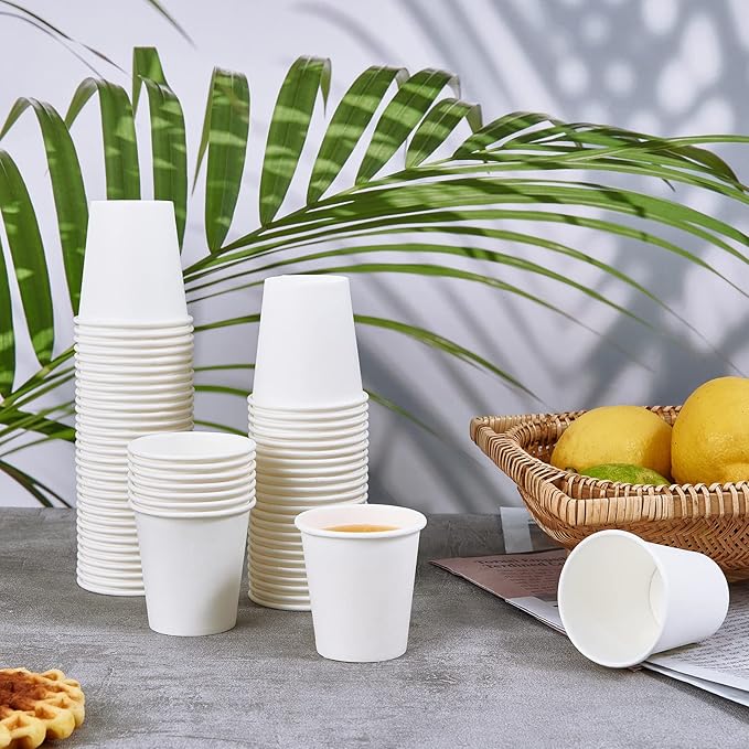 TV TOPVALUE 3 oz Paper Cups 600 Count Disposable Bathroom Mouthwash Espresso White Cups for Party, Picnic, Travel and Events