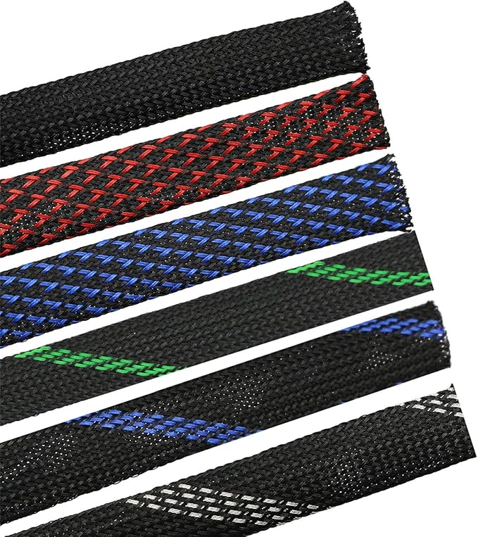 30ft PET Expandable Sleeving Wire Cable Sleeve (3/5", Blue&Black)