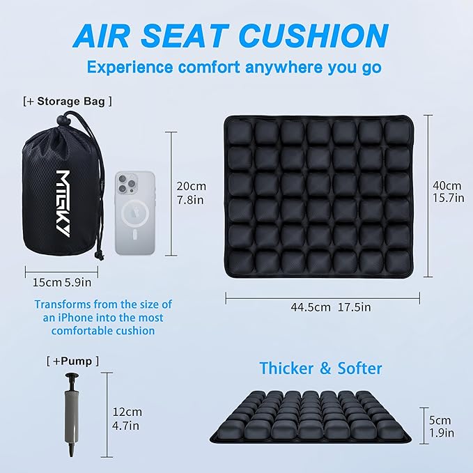 Sondor Travel Seat Cushion,Inflatable Travel Seat Cushion for Airplane,Portable & Adjustable,Airplane Gadgets,Inflatable Cushion for Wheelchair, Travel,Driving,Office Work