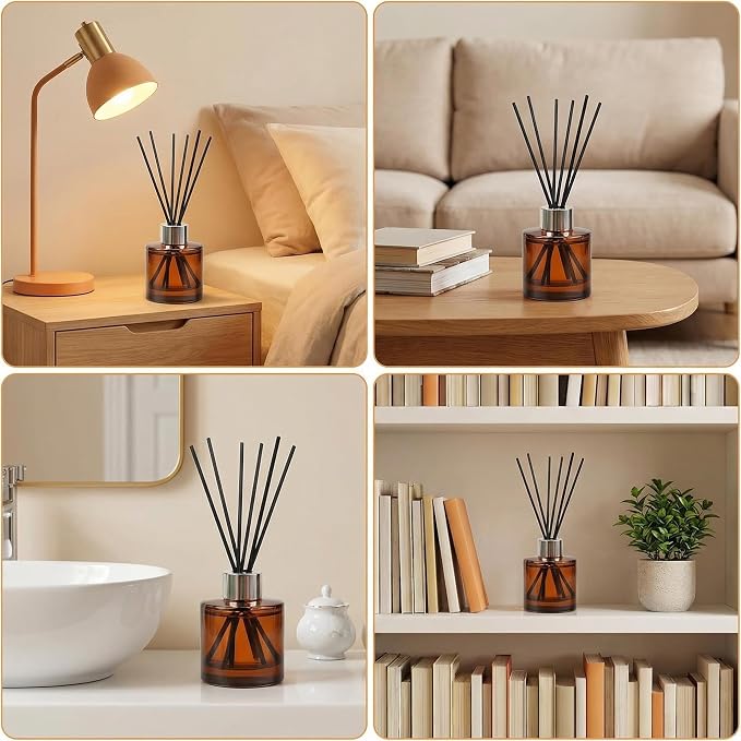 2PCS 50ml/1.6oz Glass Diffuser Bottles, Amber & Brown, Aromatherapy Storage Containers, Fragrance Accessories, DIY Replacement Diffuser Sticks, Home Decor