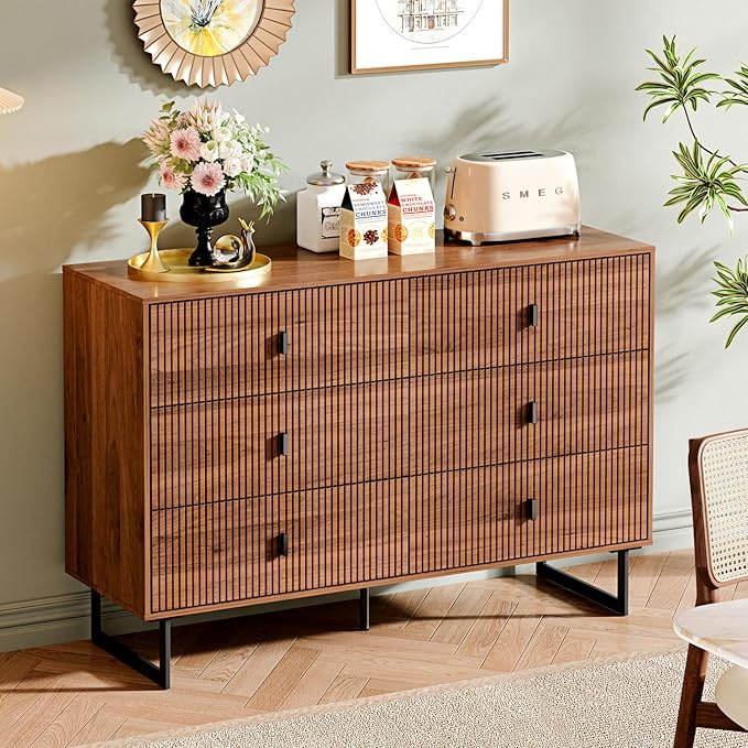 Chrangmay Modern Chest of Drawers with 6 Drawers,Deep Drawers,Clothes Organizer,Large Storage Cabinet for Living Room, Bedroom,Hallway,with Anti-Tipping Device,Brown