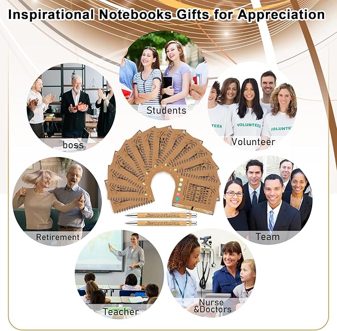 Jetec Inspirational Notebooks Bulk Spiral Notebook with Sticky Notepad Motivational Pens Valentines Day Gifts for for Employee Coworker Nurse Staff Teacher Nurse Volunteer(12 Sets,Amazing)