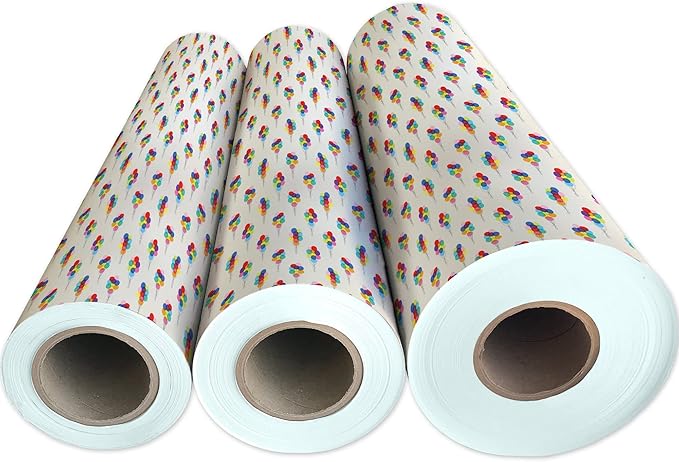 Jillson Roberts Bulk Gift Wrap, Everyday Gift Wrapping Supplies, Bunch of Balloons, 1/2 Ream 417 feet x 30 inches