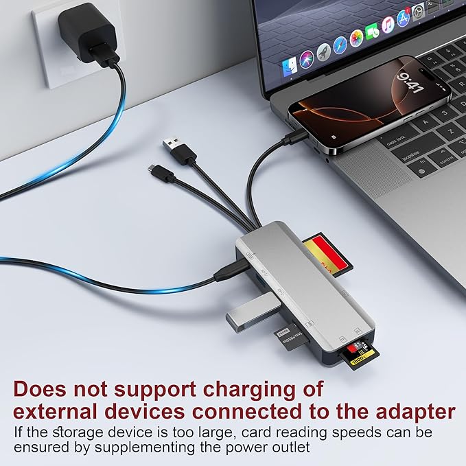 8in1 Multi SD Card Reader Adapter Aluminum with Card Storage Carrying Box SD/TF/CF/MS/XD/Cfast/Memory Stick Pro Duo USB3.0 C&A Port for Phone/Pad/PC/Laptop,No Application Required Plug and Play
