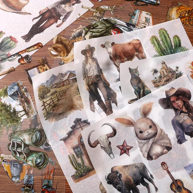 Auguro Egypt Travel Scrapbook Stickers 20 Sheets 240 Pre-Cut Washi Stickers PET Transparent Desert Book Sticker for journaling Decorative or DIY Paper Crafts Arts and Crafting Projects