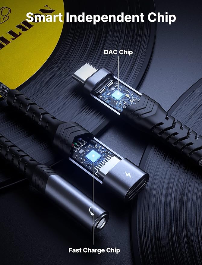 JSAUX USB C to 3.5mm Headphone and Charger Adapter, 2-in-1 Type C to Aux Audio Jack with PD 60W Fast Charging Dongle Cable Compatible with iPhone 16 Pro Max/15 Pro Max, Galaxy S24/S23 Ultra, Pixel 7
