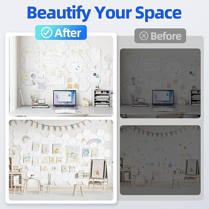 20 Pack Acoustic Panels with Self-Adhesive 12"X10"X0.4" Sound Proof Foam Panels for Walls, High Density Soundproof Wall Panels, Z-Line Hexagon Sound Dampening Panels for Home Studio Decor Office-White