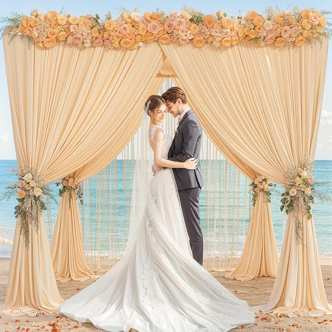 Dark Champagne Backdrop Curtain for Parties Wedding Baby Shower Wrinkle Free Photo Curtains Backdrop Drapes Fabric Decoration for Bridal Shower 5ft x 7ft,2 Panels