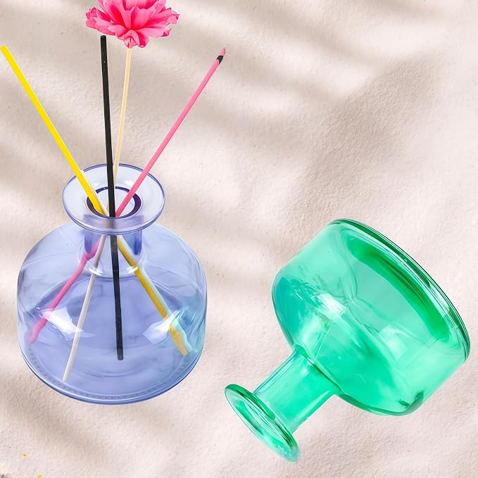 Red Empty Glass Reed Diffuser Bottles,300ml Refillable Diffuser Bottle for Essential Oils,Aromatherapy Container for DIY Replacement Diffuser,Fragrance Decoration,Crafts Decor,Small Flower Vase