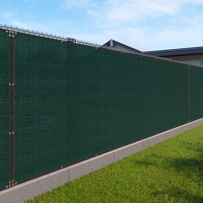 Windscreen4less Privacy Fence Screen Heavy Duty Windscreen Fencing Mesh Fabric Shade Net Cover with Brass Grommtes for Outdoor Wall Garden Yard Pool Deck, 6'x225' Green