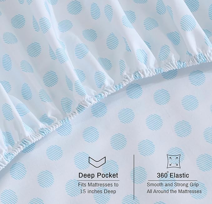 RUVANTI 100% Organic Cotton Sheets Full Size, Percale Weave, GOTS Certified, 4-Piece Set, Deep Pocket 15", Crisp & Breathable, Soft Durable Bedding, Sábanas Algodón Orgánico – Circle Imprint