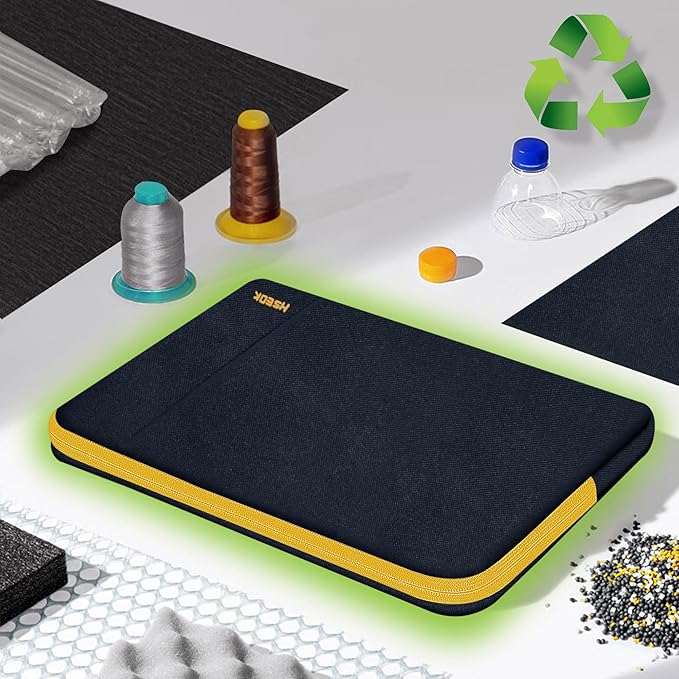 Hseok Laptop Case 15.6 Inch Sleeve, Shockproof Protective Water Repellent with Accessory Pocket,Compatible with Mac Pro 16 inch 2025-2019, Sleeve Bag for Most 15 15.6 16 Notebooks,Black&Yellow