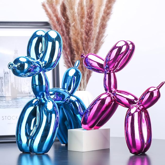 Red Balloon Dog Decor, Animal Shelf Decor, Preppy Room Cute Statue, Bedroom Modern Sculpture Desk, Office Gold Decorations Small Figurines