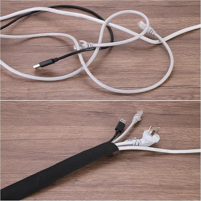 MECCANIXITY Braided Cable Sleeves Heat Shrinkable Fabric Sleeving, 7/8" 33ft Black 2:1 Ratio Heat Shrinkable Cord Protector for Harness Cable, Network Cable Protection, Cable Management