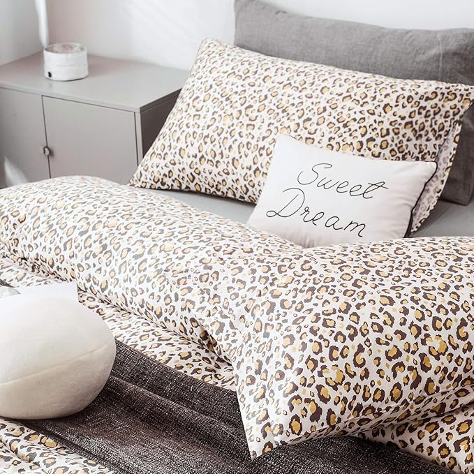 LifeTB 3 Pieces Leopard Print Comforter Set Queen Floral Animal Cheetah Printed Comforter Set Sexy Soft Fluffy Leopard Pattern Bedding Comforter with 2 Pillowcases Boho Cheetah Print Comforter Set